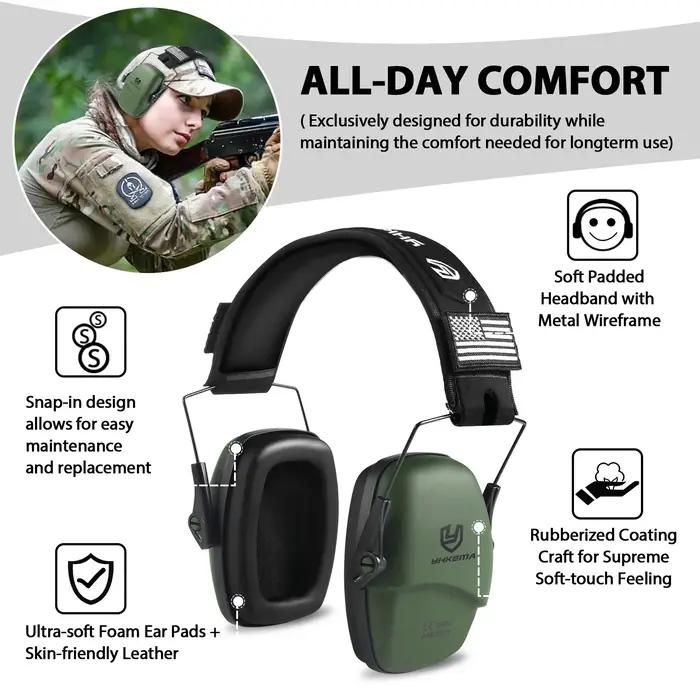 Casque antibruit tactique pour chasse et tir avec réduction de bruit de 24 dB pour protection auditive en plein air et en environnement industriel