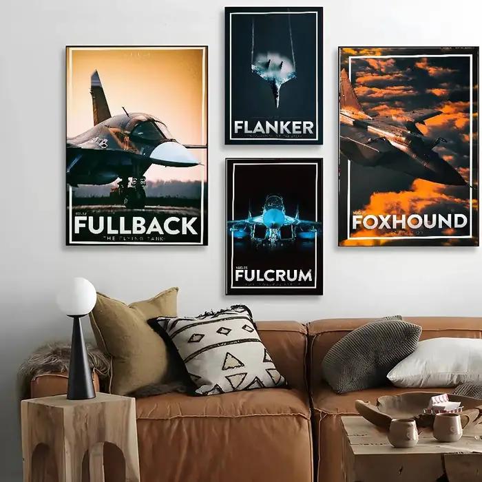 Affiche de Jets de Chasse Modernes Russes Mur Collant HD Étanche Décoration Prestigieuse Occasions Spéciales
