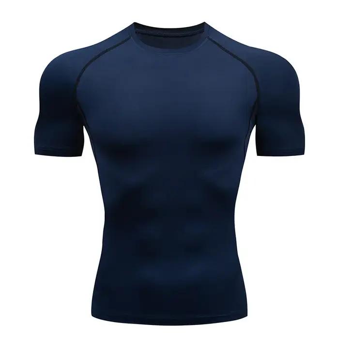 Hommes course Compression T-shirt à manches courtes Sport t-shirts Gym Fitness sweat mâle Jogging survêtement Homme athl