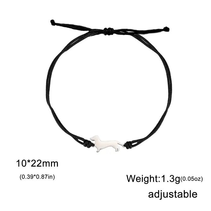 Bracelets à breloques chien teckel pour femme, acier inoxydable, double couche, perles JOCute, brace