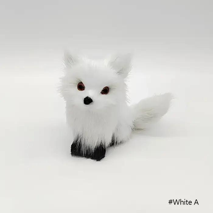 Mini renard en peluche pour la décoration de la maison, simulation de renard accroupi, figurine anim