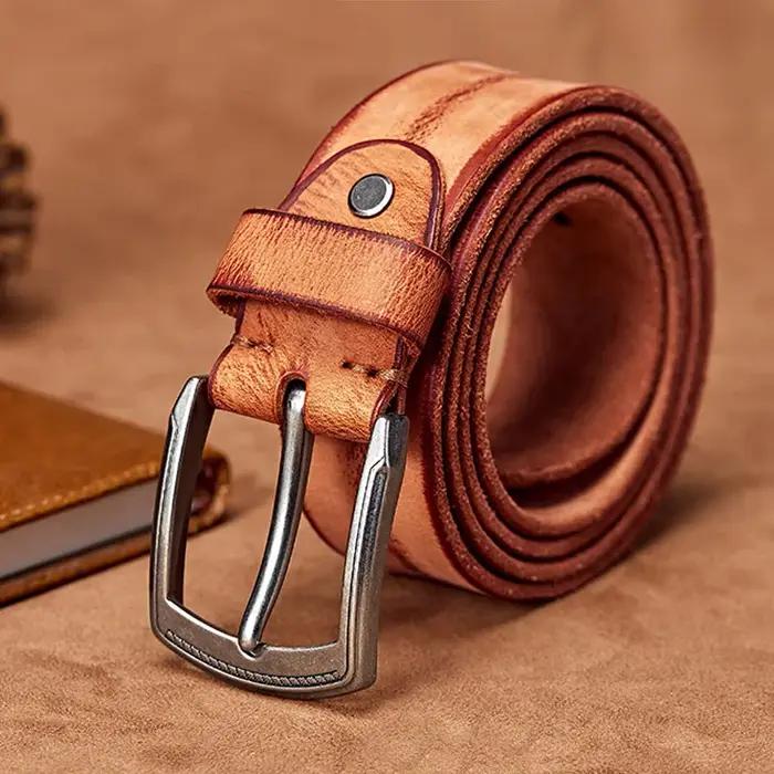 MEDYLA hommes ceinture alliage boucle ardillon avancé ceintures en cuir jean décontracté Original peau de vache