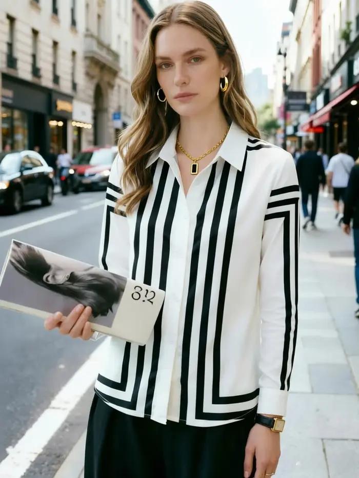 Mode impression dames chemises femmes Blouses printemps automne à manches longues dessus de chemise Blusas Mujer