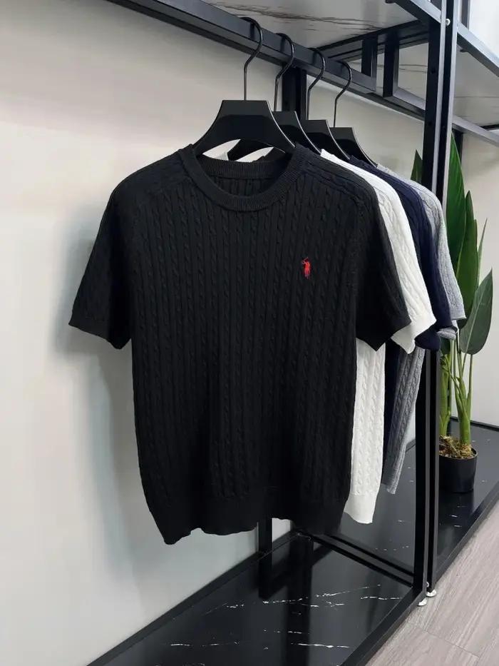 Haute qualité Ice Silk Knit manches courtes hommes tendance été marque de luxe Golf poney broderie C