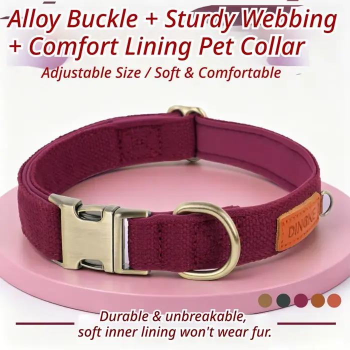 Collier pour animaux de compagnie rouge avec boucle en alliage, doublure confortable en matériau de