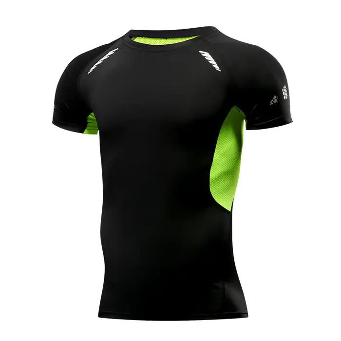 Hommes course Compression T-shirt à manches courtes Sport t-shirts Gym Fitness sweat mâle Jogging survêtement Homme athl