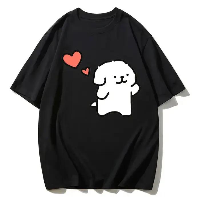 T-shirt graphique unisexe pour couple de chiens maltais
