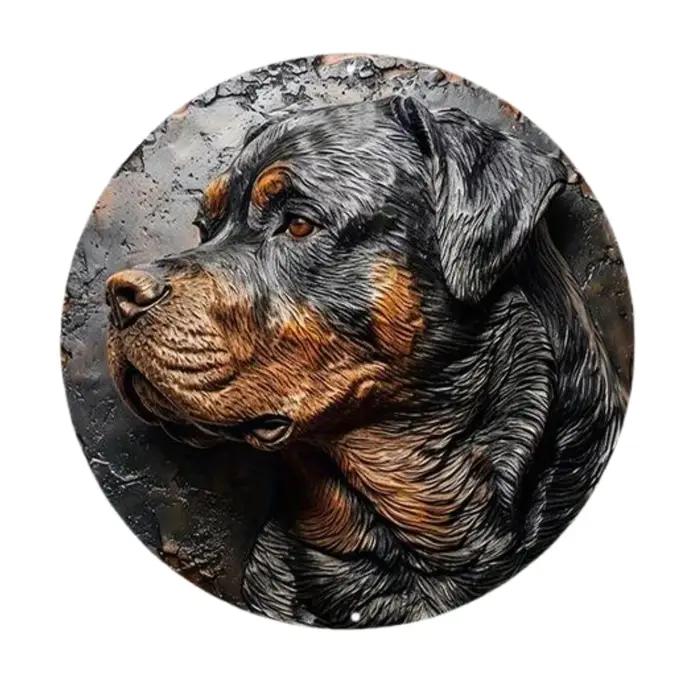 Ensemble de panneaux métalliques ronds vintage sur le thème des races de chiens - Bouledogue anglais