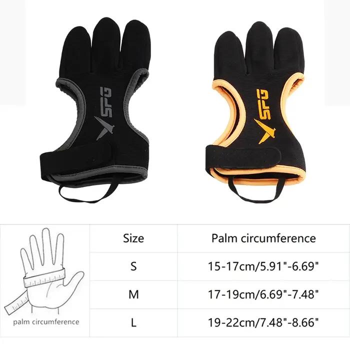 Gants de tir à l'arc 3 doigts en cuir anti-dérapant respirant pour chasse à l'arc recurve