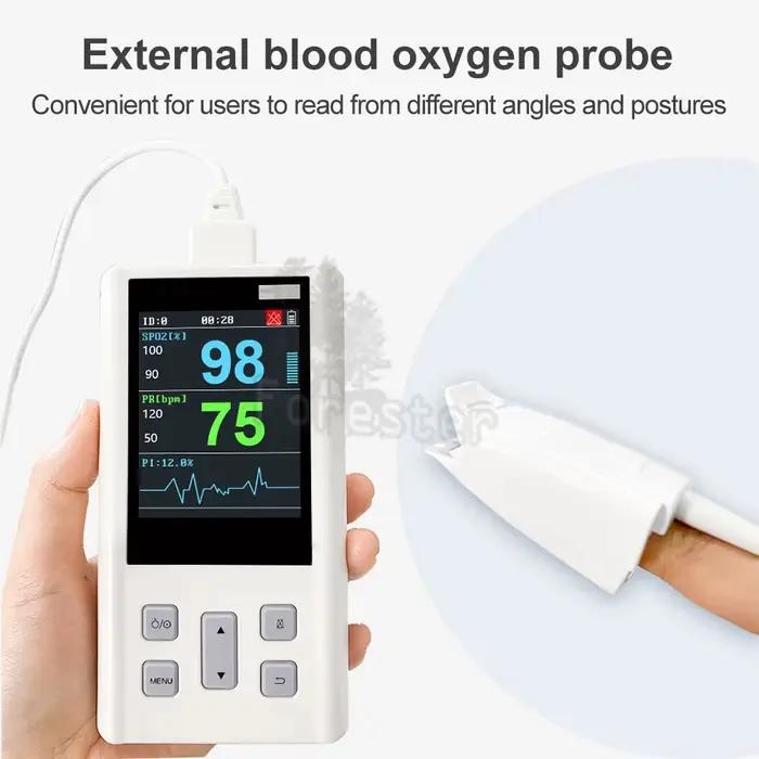 Moniteur Portable d'Oxymètre de Pouls pour Surveillance de Fréquence Cardiaque et Saturation en Oxygène - Adultes, Nouveau-Nés, Pédiatrie, Animaux de Compagnie, Chien, Chat - Interface Conviviale, Mémoire de 360 Heures