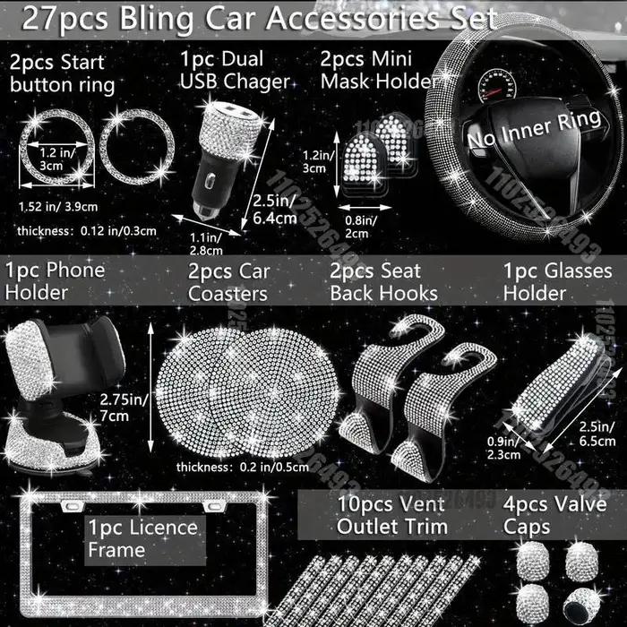 Ensemble d'accessoires de voiture pour femmes, 27/4 pièces, couverture de direction universelle scin