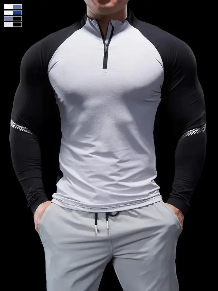 Collants d'automne et d'hiver pour hommes, vêtements de Fitness, polos, demi-zip, vêtements de cours
