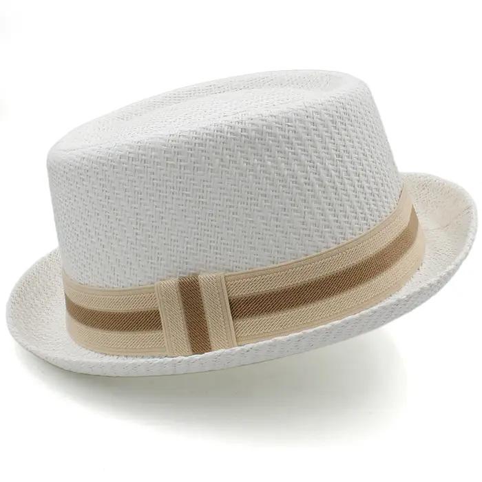 Men Women Classical Straw Pork Pie Hats Fedora Sunhats Trilby Caps Summer Boater Street Outdoor Travel Party Size US 7