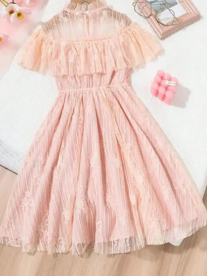 Robe de princesse en dentelle pour filles style coréen coupe ajustée populaire été enfants occasions spéciales