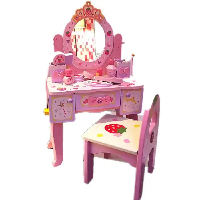 Jouets de maison en bois pour enfants, table de princesse simulée, cadeau d'anniversaire pour fille,