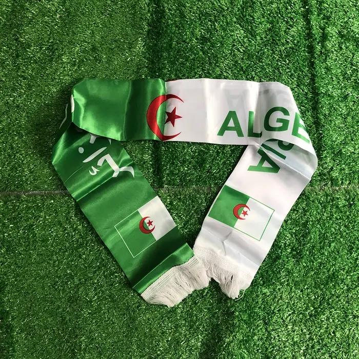 Écharpe SKY FLAG Algérie 14*130cm, écharpe personnalisée avec drapeau algérien, écharpe d'équipe de