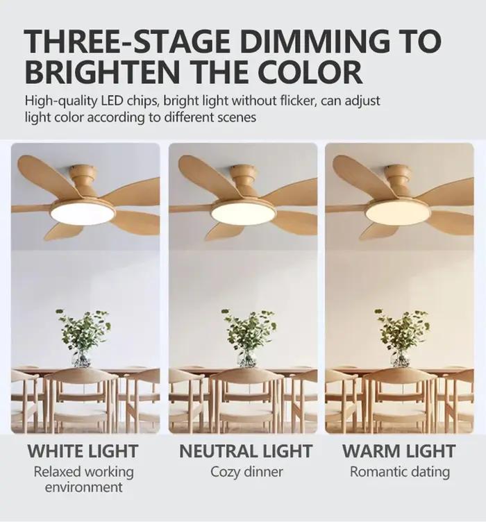 52 pouces moderne LED 60W plancher bas moteur à courant continu 35W ventilateurs de plafond avec tél