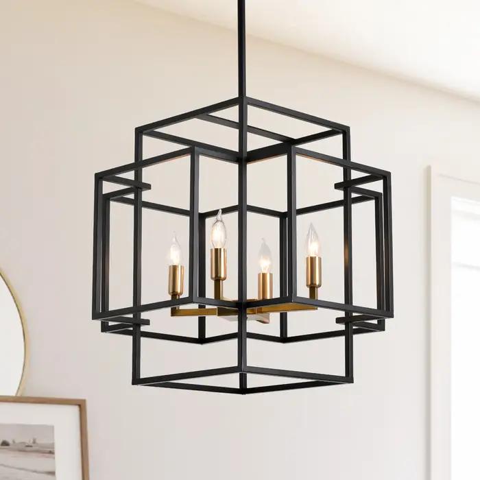 Lustre de salon industriel de style américain, luminaires suspendus, lanterne de ferme, 4 lumières,