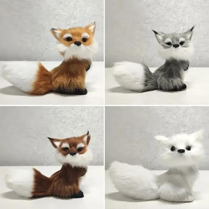 Mini Renard En Peluche Pour La Décoration De Maison, Simulacre Animal Accroupi, Figurine Décorative Robuste Pour Salon Occasions Spéciales