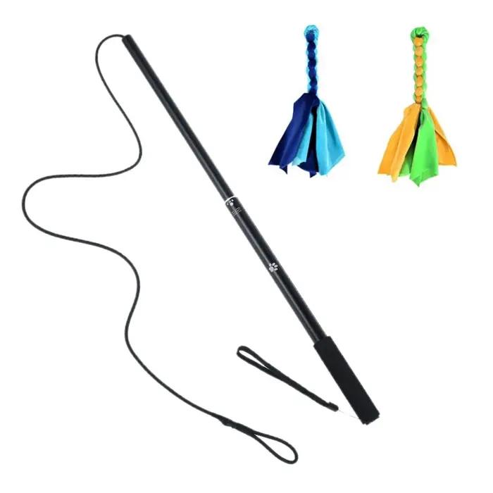 Canins flirt leurre pôle bâton jouets animal de compagnie interactif chasse queue Teaser baguette formation corde à