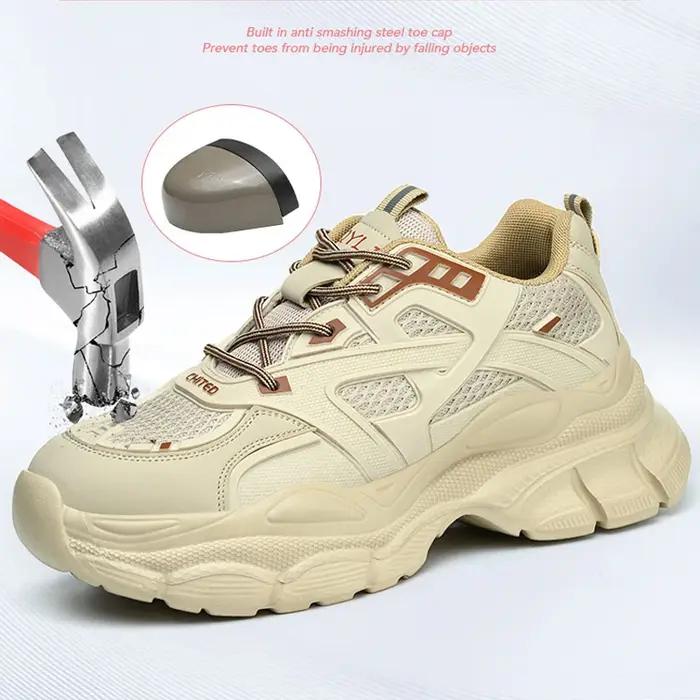 Chaussures de sécurité pour femmes, chaussures de travail anti-écrasement et anti-perforation, baskets à plateforme, chaussures de protection antidérapantes à bout en acier