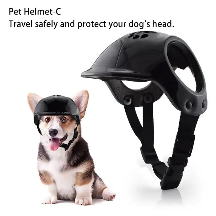Casque pour chien avec trous pour les oreilles, casque de sécurité rigide pour animaux de compagnie, chapeau léger pour chiens pour les activités de plein air, les voyages, le camping