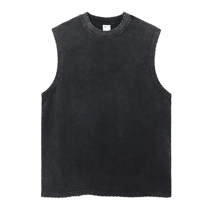 Débardeur Vintage en coton délavé à l'acide pour hommes et femmes