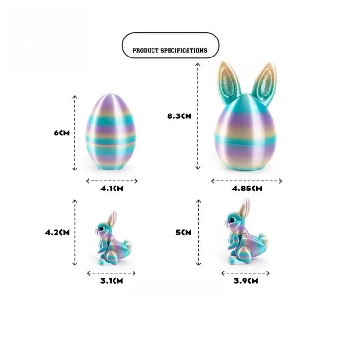 Modèle d'oeuf de lapin 3D imprimé en 3D articulations mobiles décoration artisanale jouet anti stress flexible pour enfants et adultes occasions spéciales