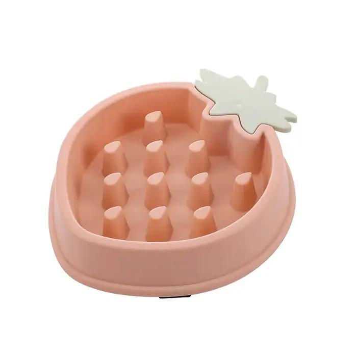 Bol pour chien en plastique en forme de fraise, anti-glouton, antidérapant, pour une alimentation le