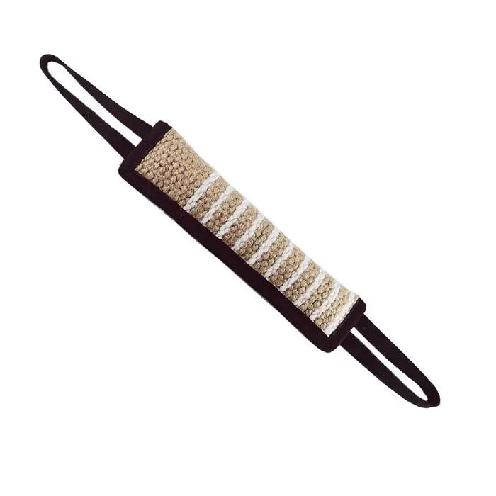 Jouet de traction pour chiens en jute avec 2 poignées robustes, équipement d'entraînement durable, j
