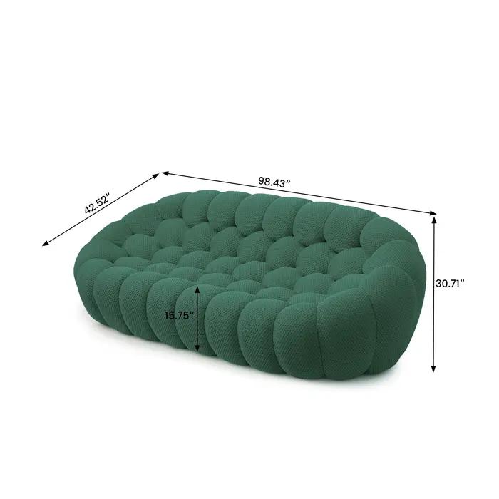Canapé incurvé confortable de 98.43 pouces, tissu en maille en forme de nid d'abeille 3D, pouf pour