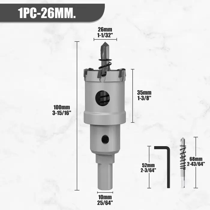 Couronne de perçage TCT 12-100mm pour métal acier inoxydable et alliages avec pointe carbure tungstène