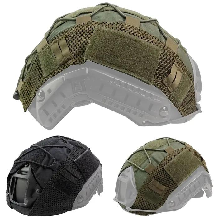 Housse de casque tactique avec poche filet : protection et rangement pour casques de chasse et paintball