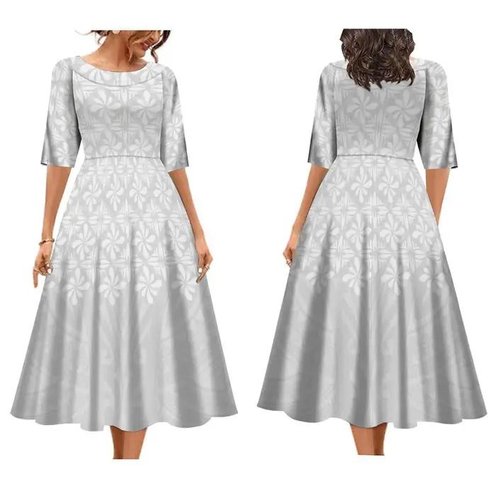 Robe mi-longue imprimée tribale, robe hawaïenne, robe éducative, cadeau de fête des mères personnali
