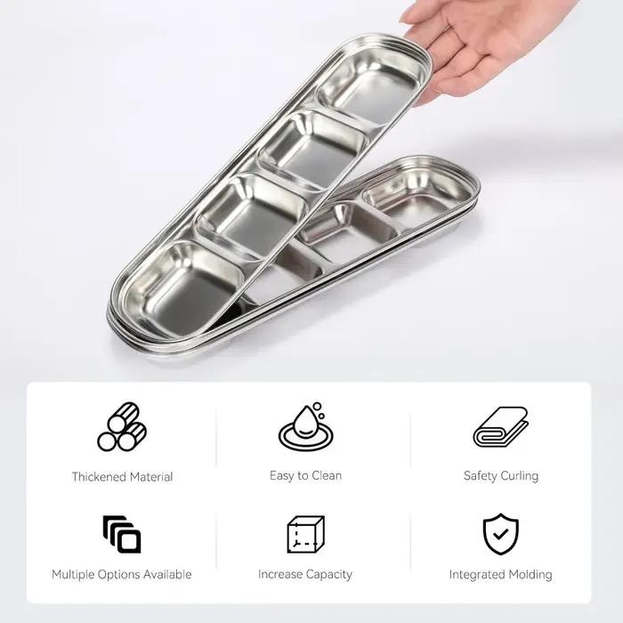 Plat à Sauce à 3 compartiments en acier inoxydable