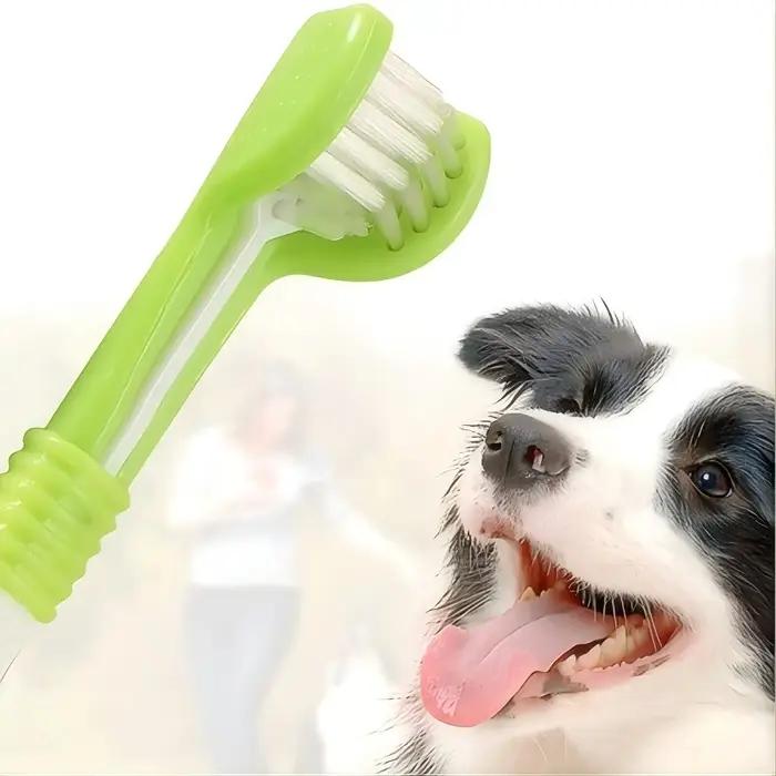 Brosse à dents pour animaux de compagnie, brosse à dents pour nettoyer la bouche du chien, trois côt
