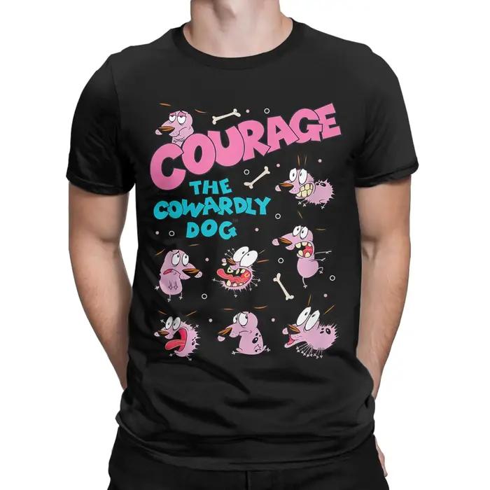 T-shirt Hommes Courage le chien décontracté en coton fin imprimé pour hommes toutes saisons et occasions quotidiennes