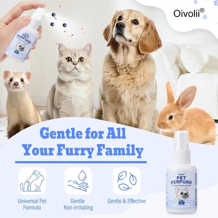 Spray désodorisant pour chiens et chats parfum naturel de myrtille format voyage senteur fraîche pour l'entretien hygiène des animaux de compagnie occasionnels