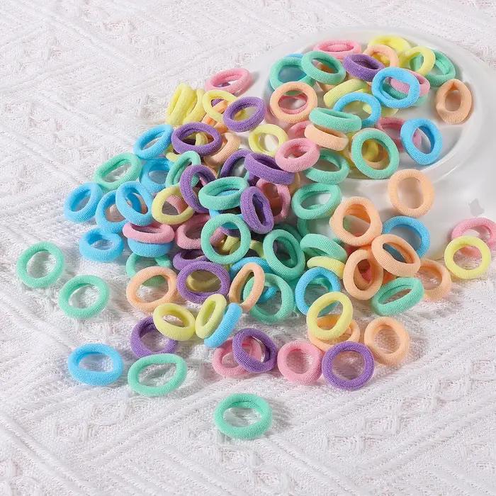 100 pièces coloré de base en Nylon élastique attaches de cheveux pour les filles enfants queue de cheval tenir Scrunchie