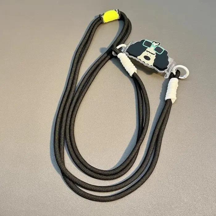 Bandoulière dessin animé pour téléphone avec clip arrière et sangle de cou amovible pour filles, chien et lapin, style unique pour occasions spéciales