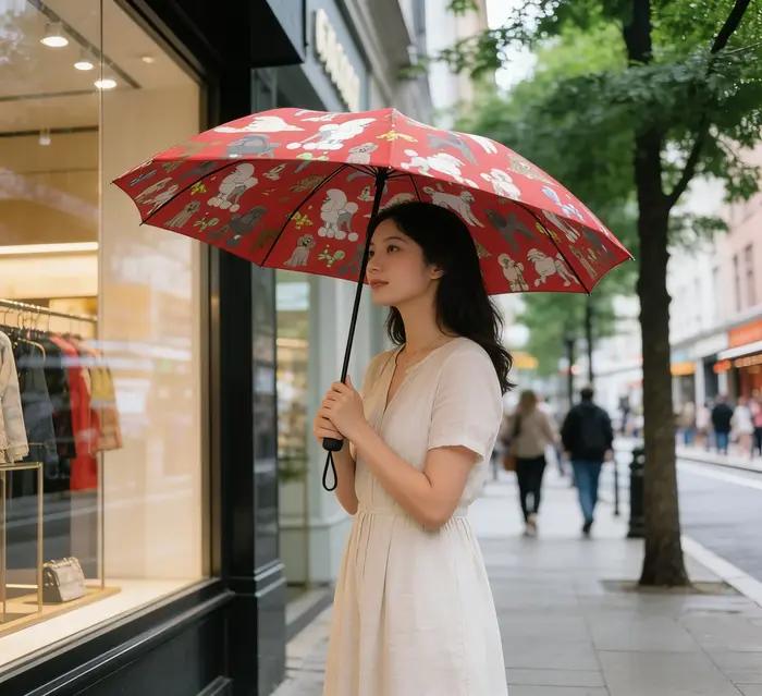 Parapluie pliant coloré à motif de caniche, imperméable, motif chien, parapluie mignon pour femmes,