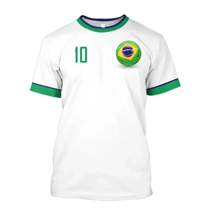 Équipe nationale du Brésil # 10 t-shirts de football, t-shirt de football imprimé drapeau du Brésil,