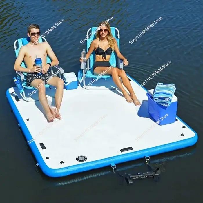Île flottante gonflable de haute qualité, plateforme flottante sur l'eau pour la pêche