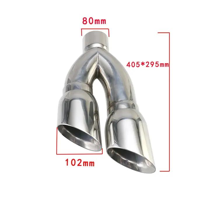 Tuyau d'échappement incliné Inter 80mm acier inoxydable pour voitures avec double sortie silencieux amélioration de la qualité sonore et confort de conduite