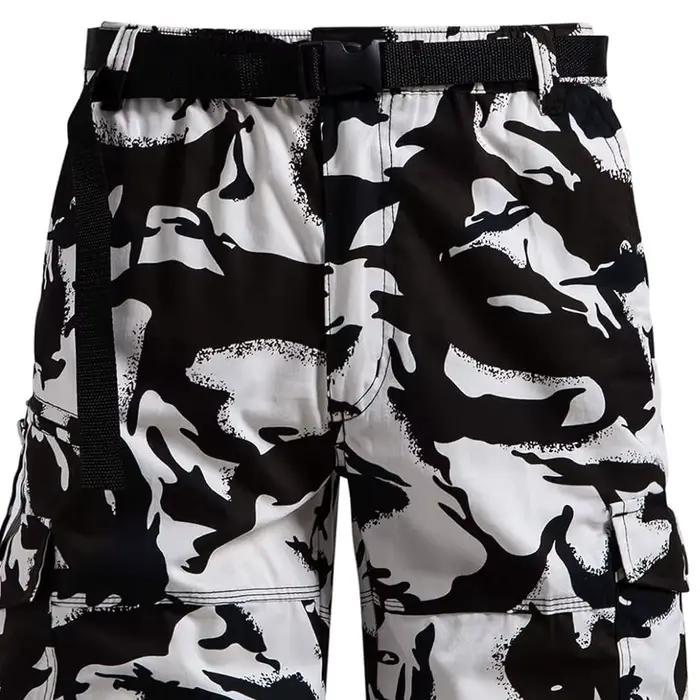 Shorts cargo décontractés pour hommes, style européen et américain, multi-poches, coupe capri, coton pur, motif camouflage, parfait pour les activités extérieures et les sorties en ville