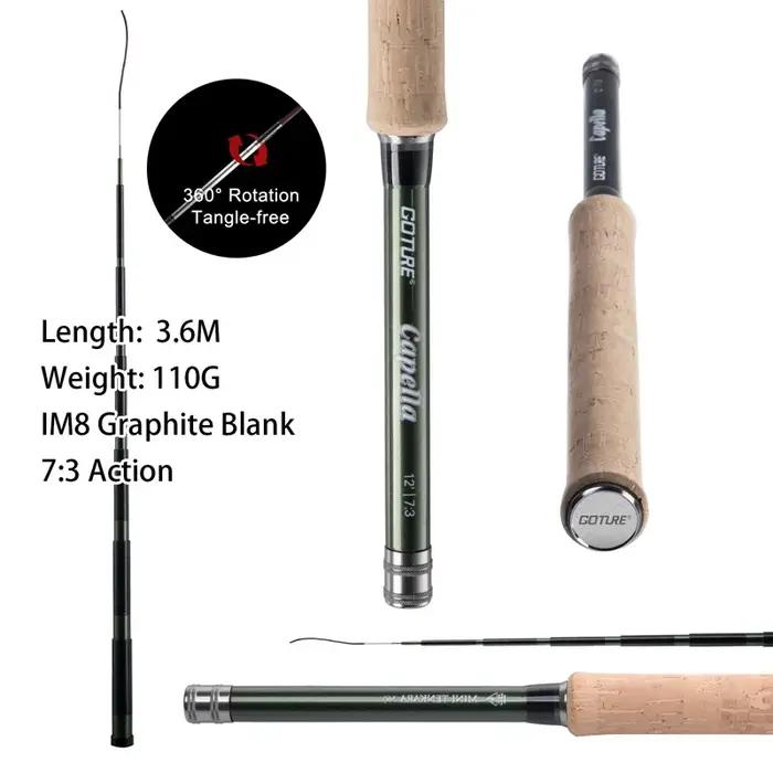 Goture Portable 12FT 3.6M Kit de canne à pêche à la mouche télescopique avec sac de Tube de transpor