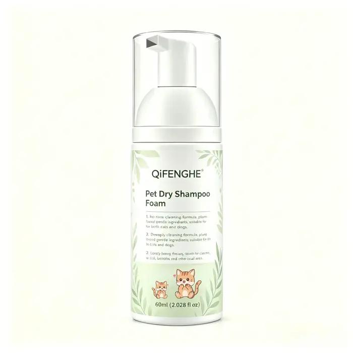 Shampooing sec en mousse pour chats et chiens, 60 ml, nettoyant sans eau pour le toilettage des chio