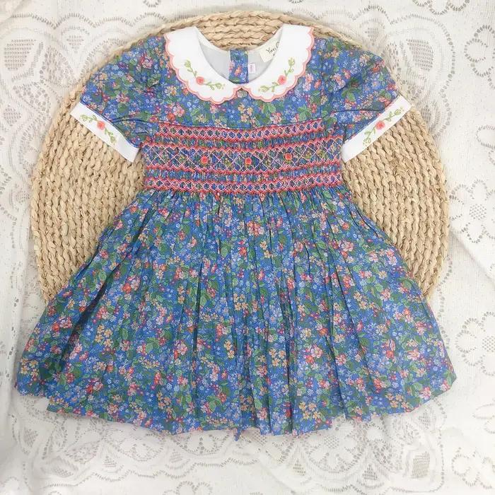 Robe smockée en pur coton pour filles