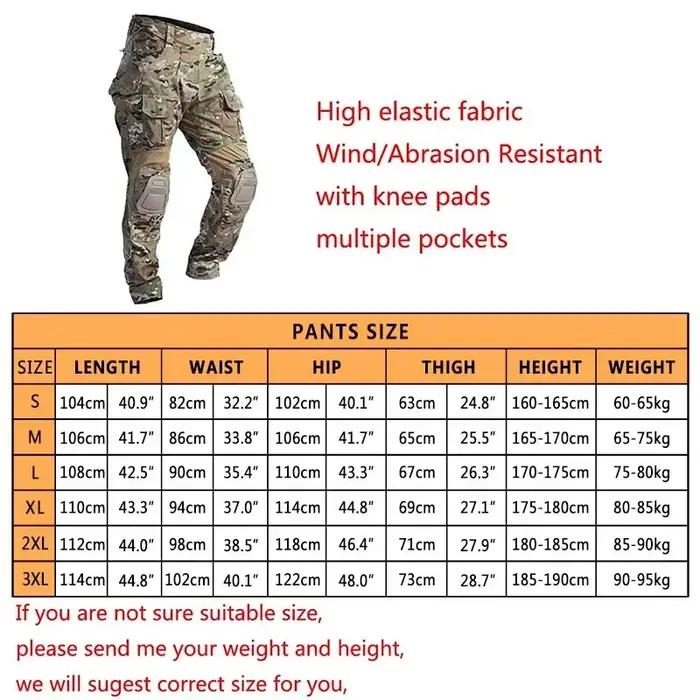 Pantalon tactique chasse G3 avec genouillères - Vêtement outdoor airsoft travail élastique homme
