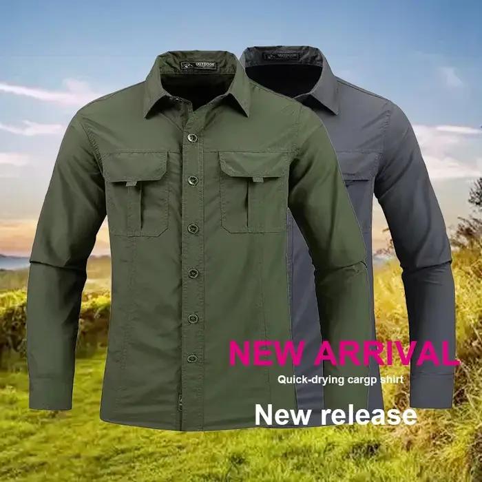 Chemise légère à séchage rapide pour hommes, chemise tactique décontractée militaire à manches longu